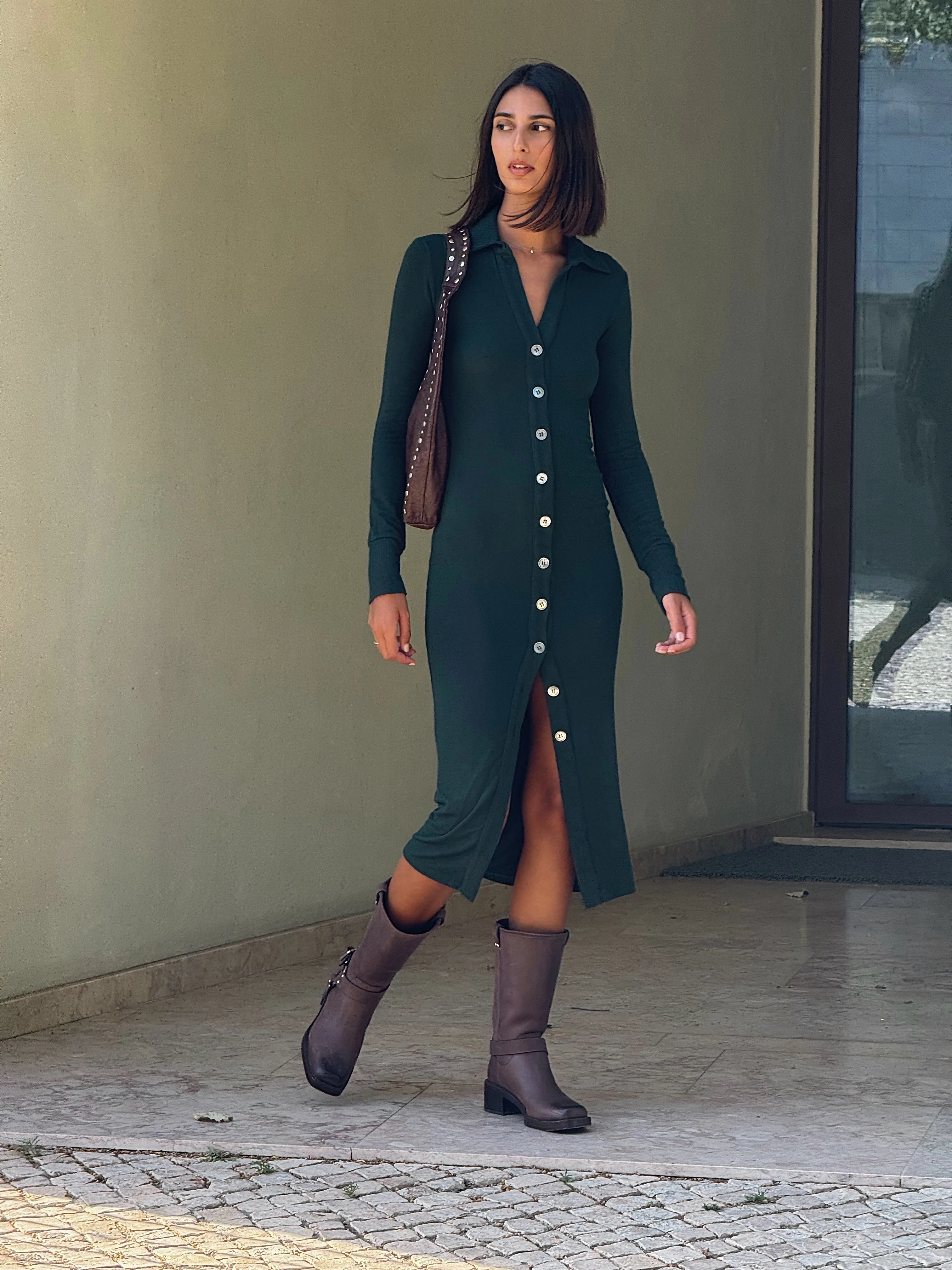 Cardigan Midi Dress in Modal Knit - Image 3