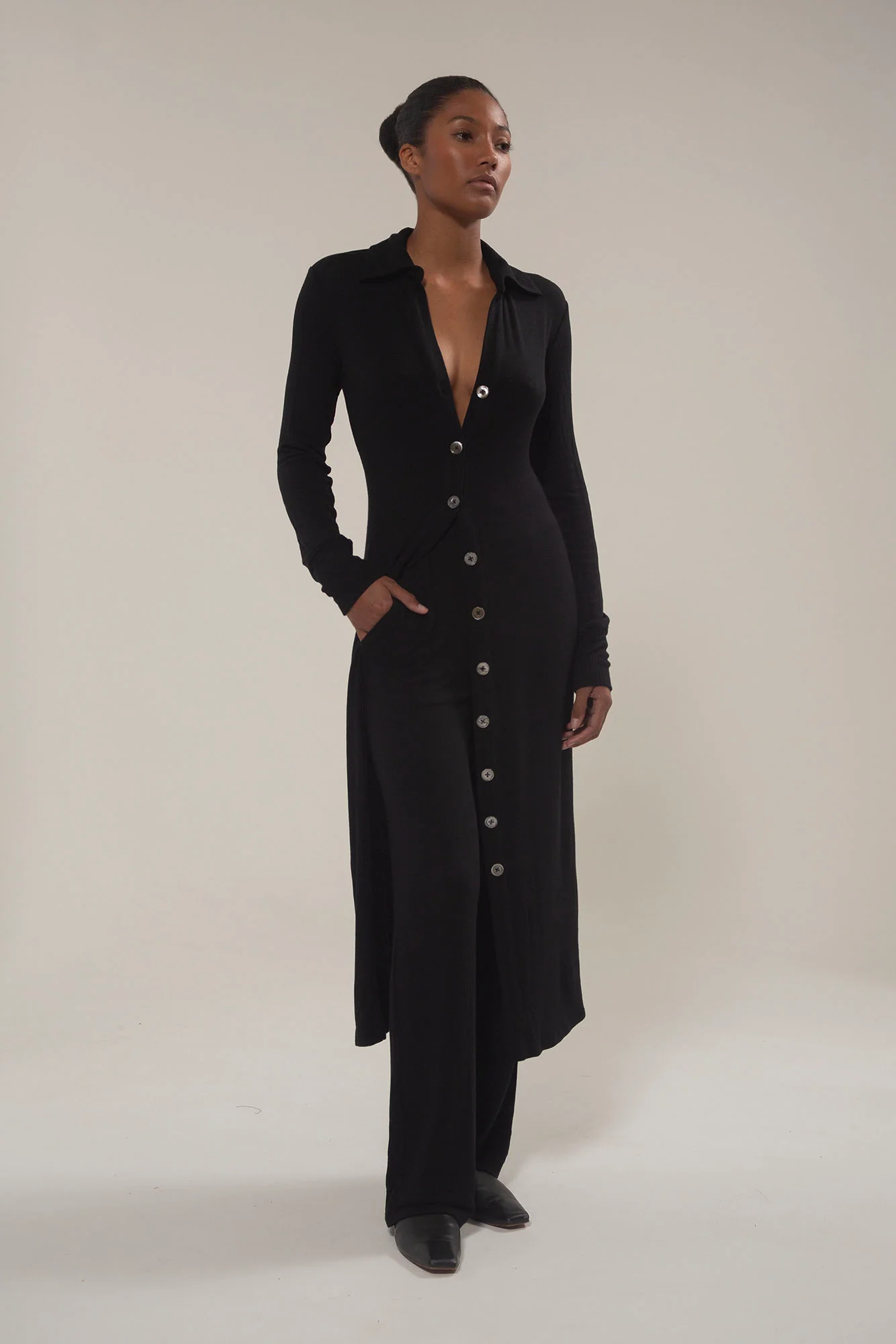 Cardigan Midi Dress in Modal Knit - Image 5