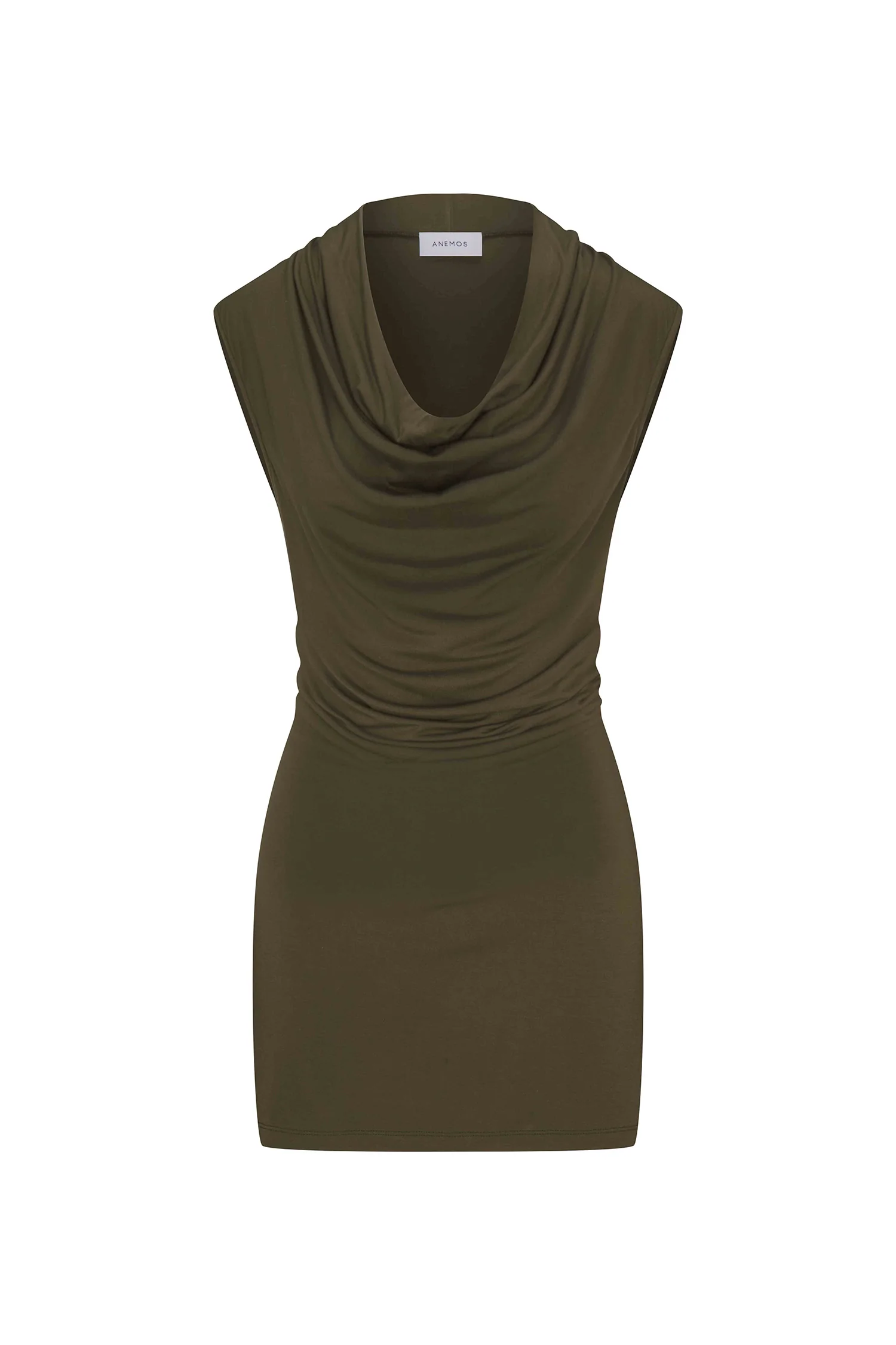 Cowl Neck Mini Dress in Compact Jersey - Image 4