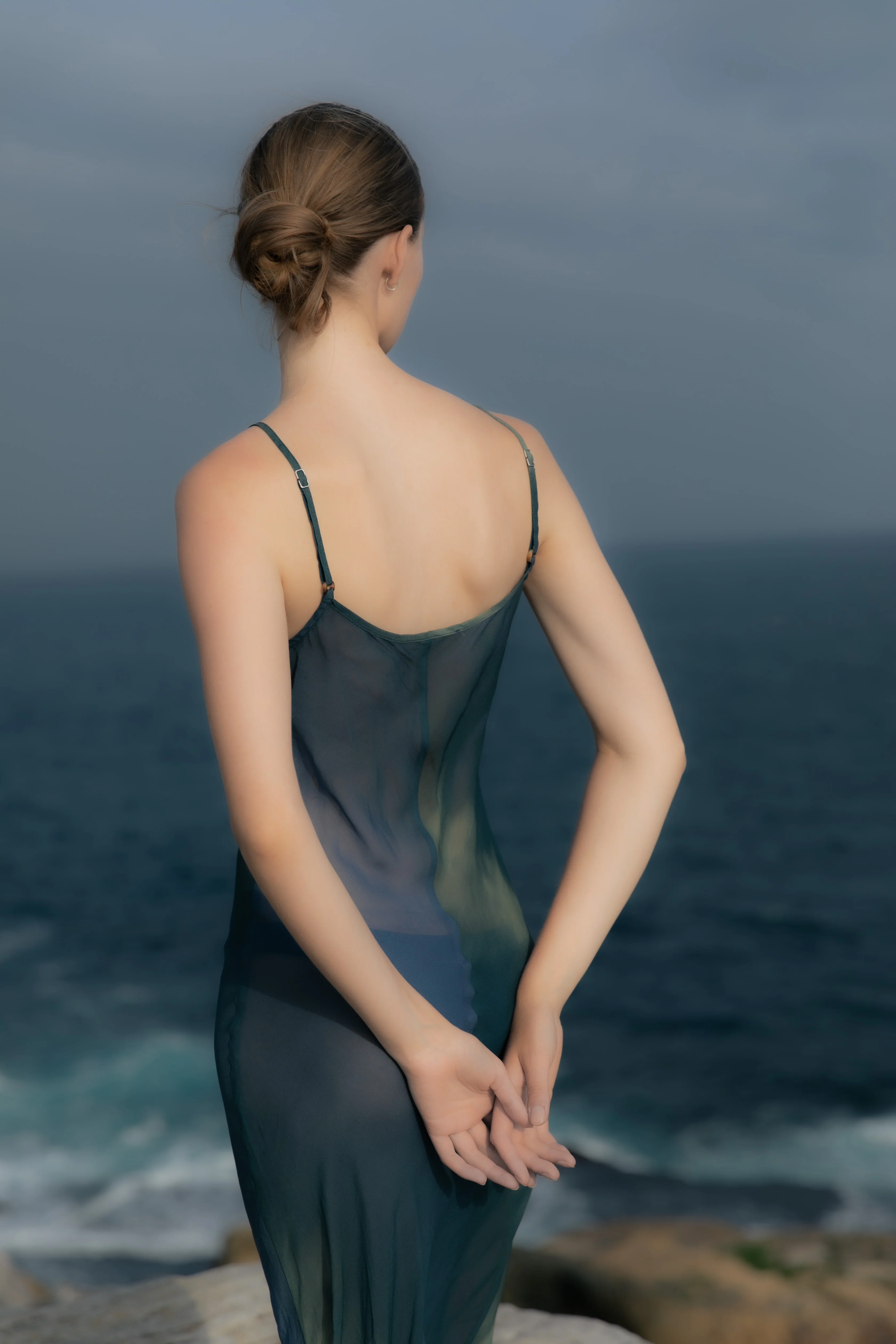 Harlow Bias-Cut Slip Dress in Sheer Ombre Eco-Chiffon - Image 3