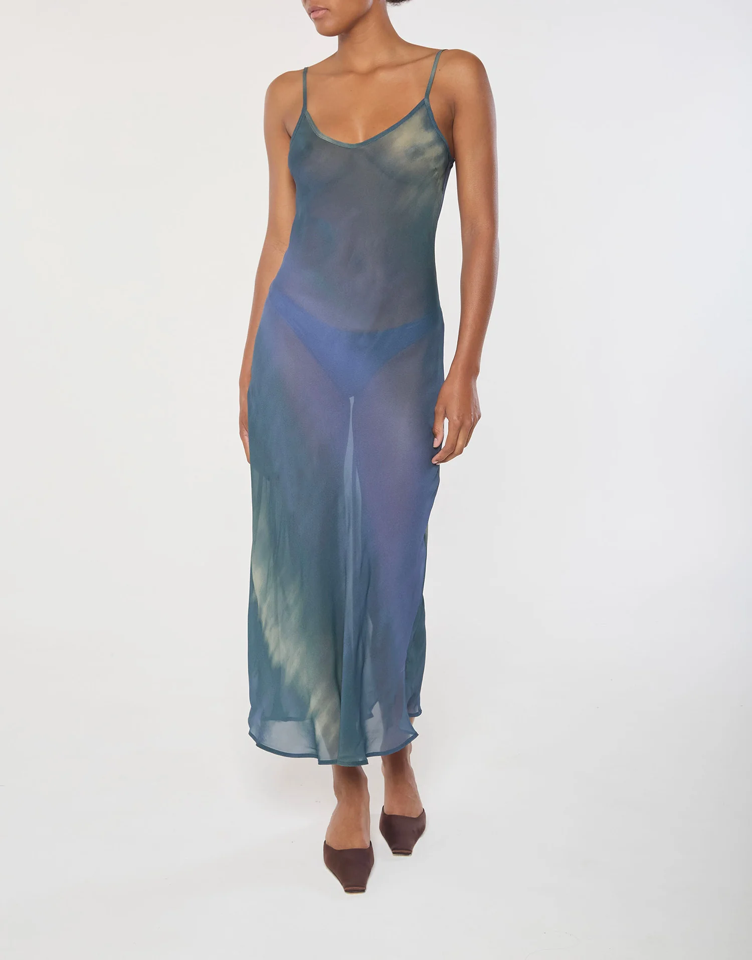 Harlow Bias-Cut Slip Dress in Sheer Ombre Eco-Chiffon - Image 4