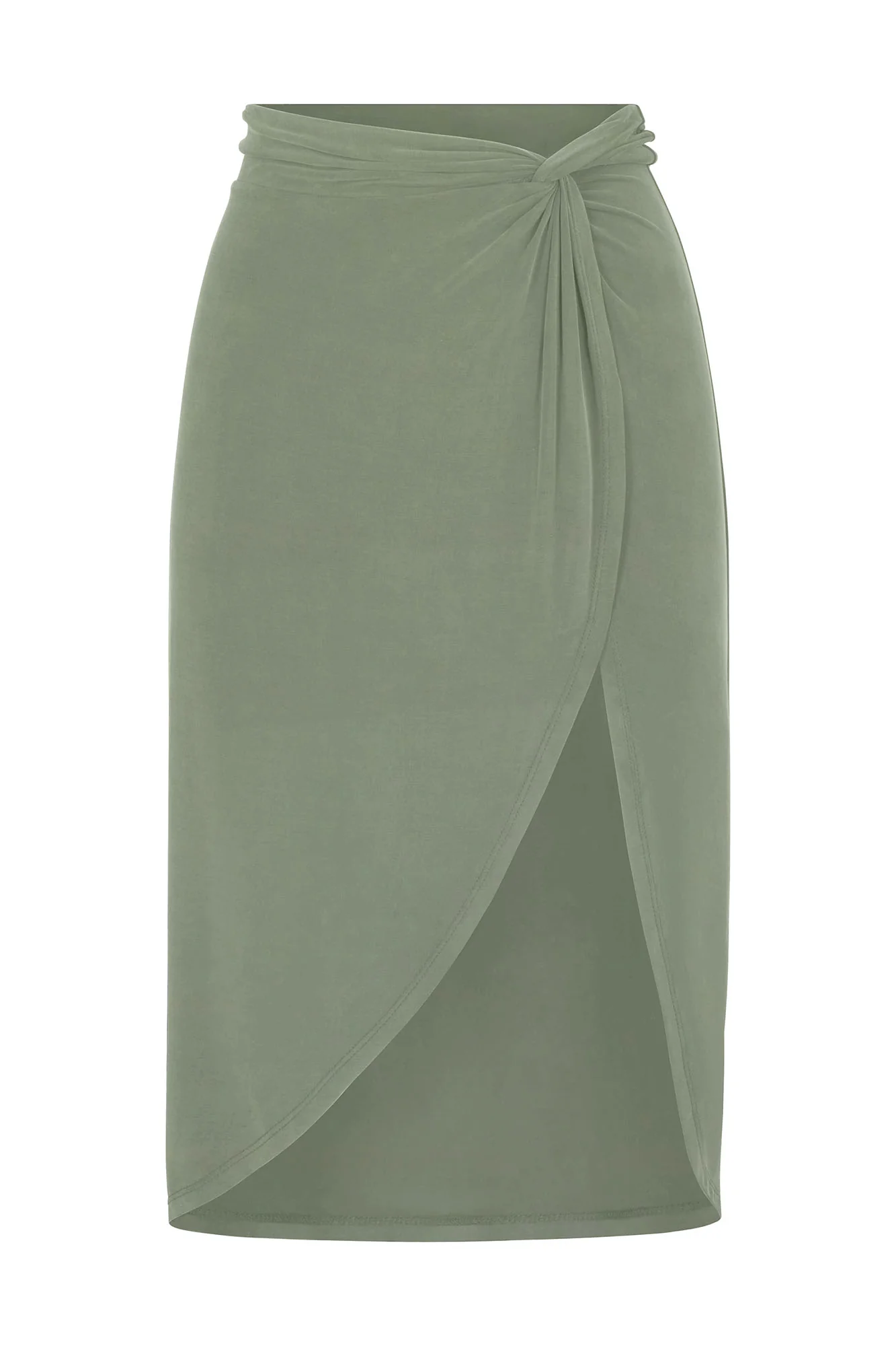 Knot Draped Midi Skirt in Luxe Cupro Jersey - Image 4
