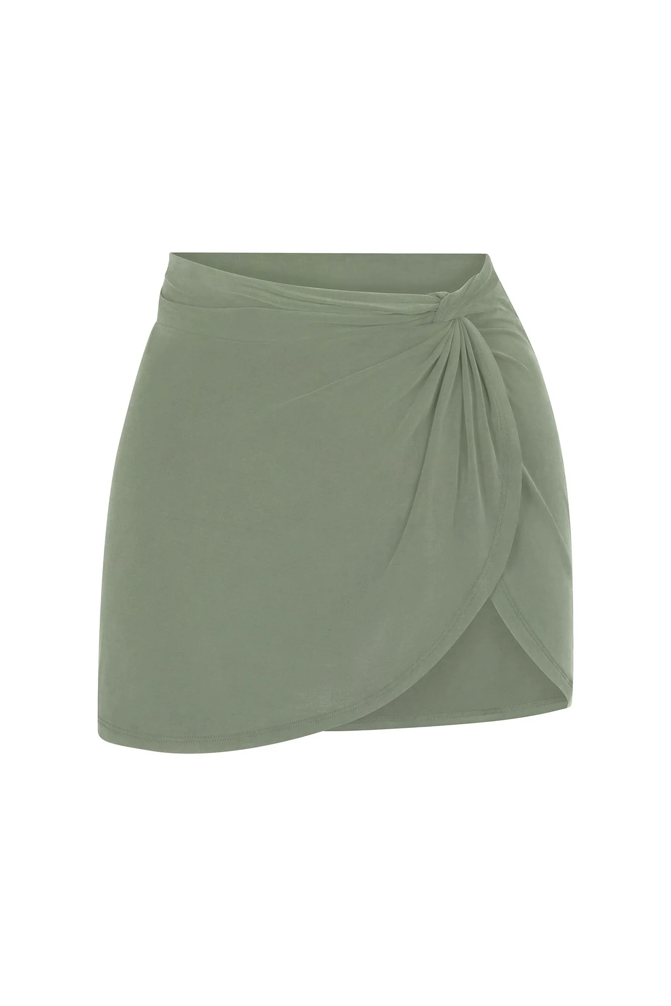 Knot Draped Mini Skirt in Luxe Cupro Jersey - Image 3