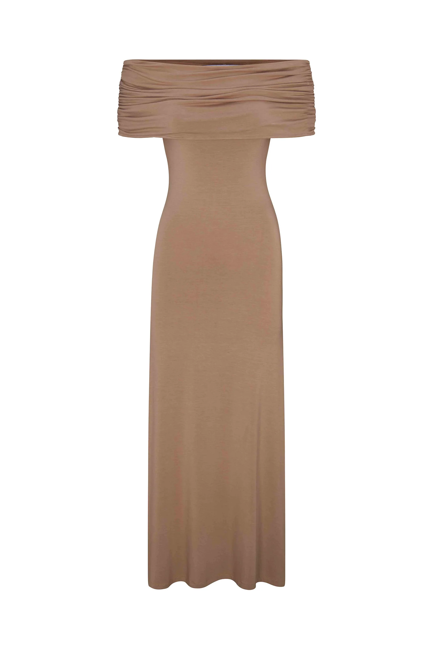 Ruched Off-The-Shoulder Maxi Dress in Compact Jersey - Image 4