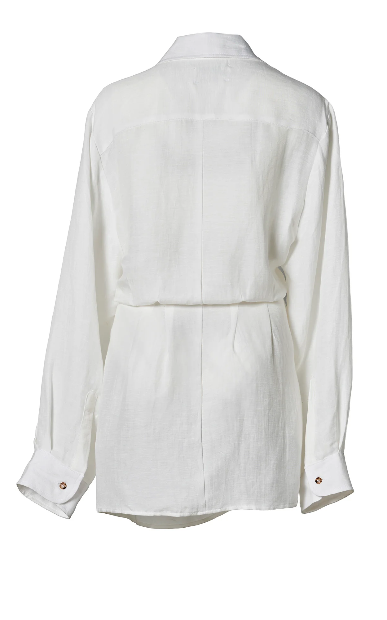 L.A. Button-Down Wrap Mini Dress in Cupro Linen Blend - Image 3