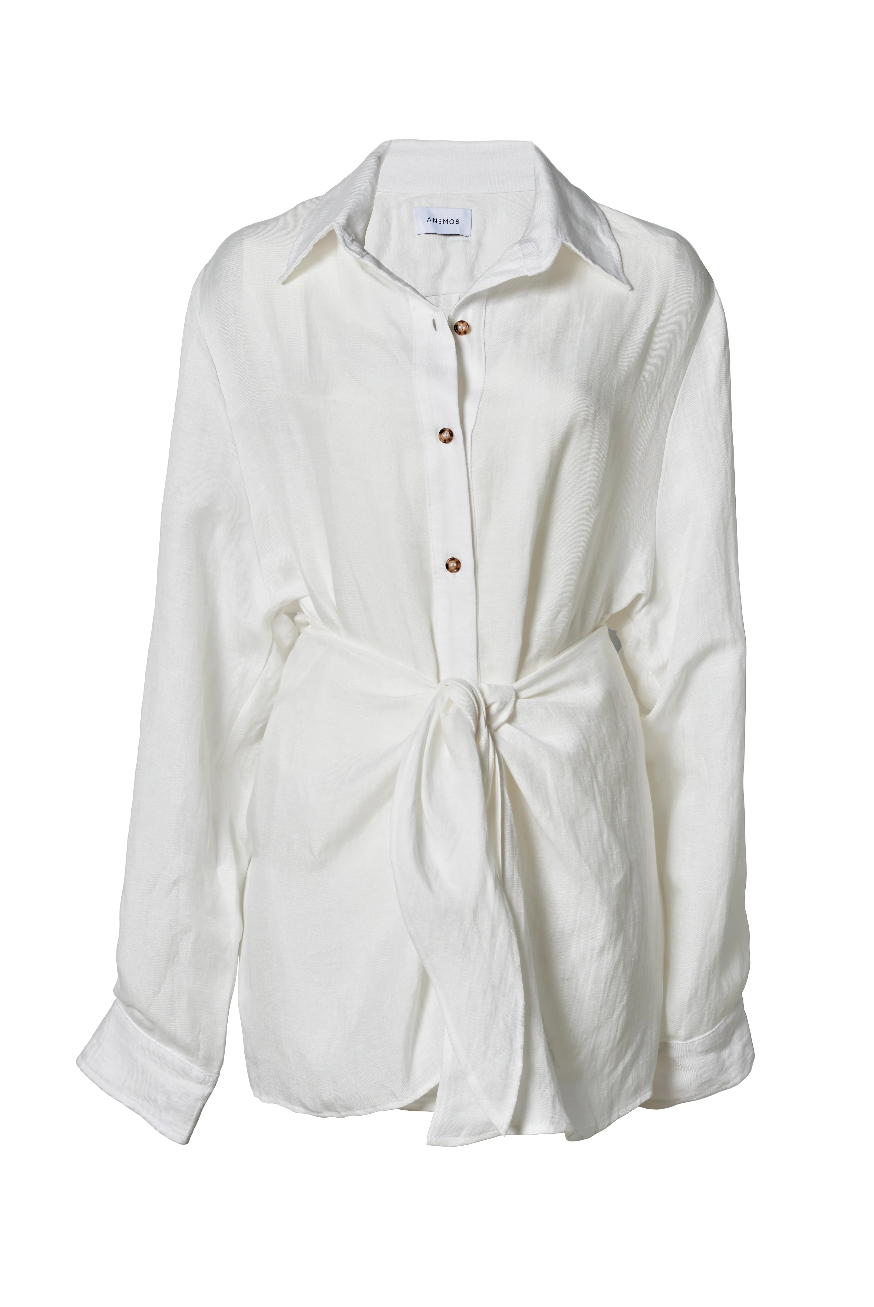 L.A. Button-Down Wrap Mini Dress in Cupro Linen Blend - Image 5