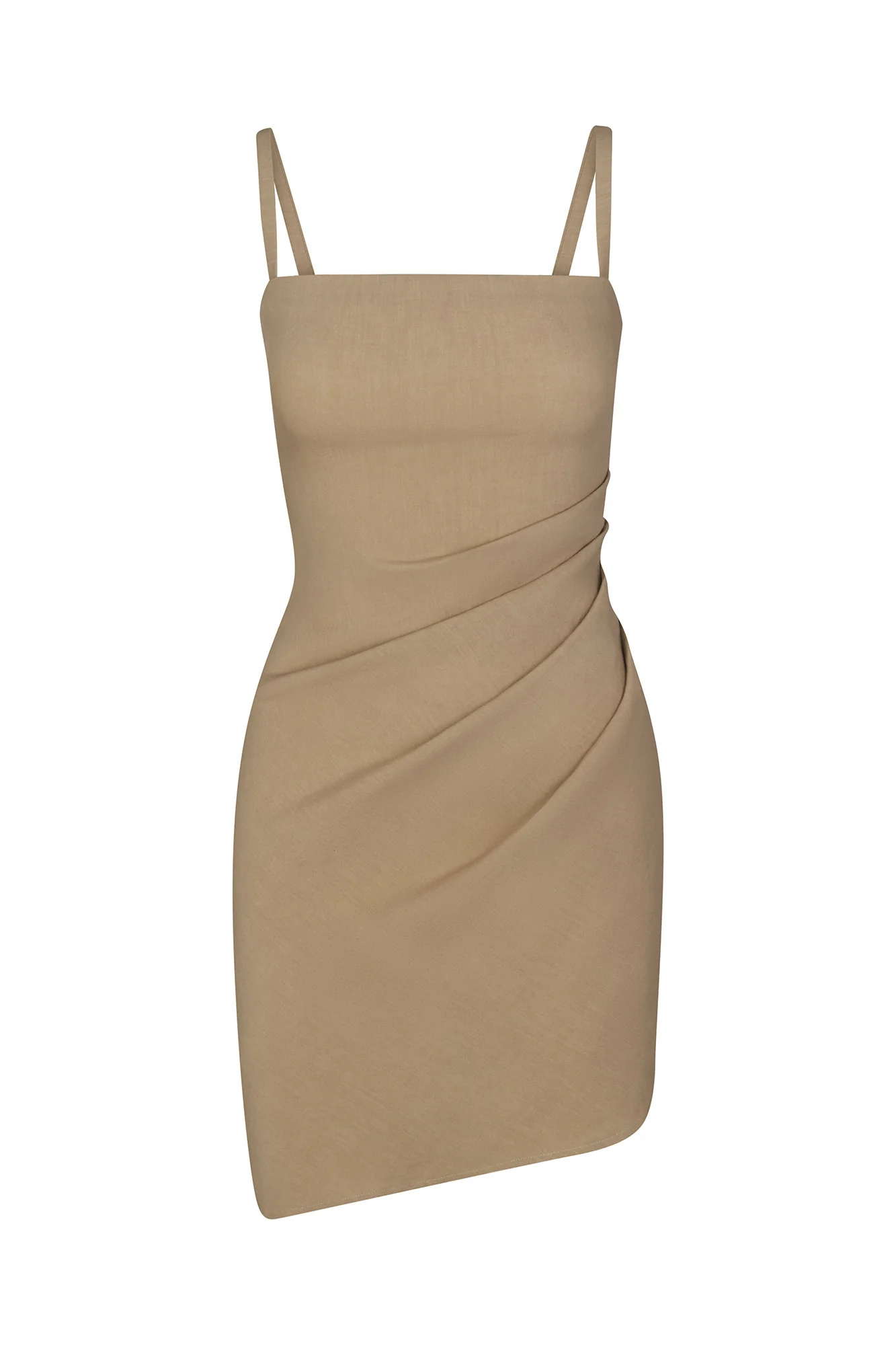 Nadege Draped Mini Dress in Stretch Linen - Image 5